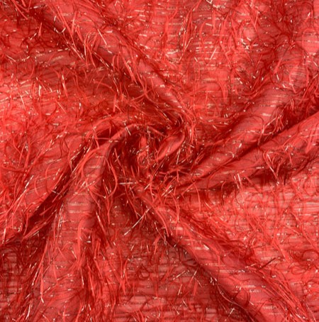 Fluffy jaquard  koraal met lurex  - The Fashion Basement